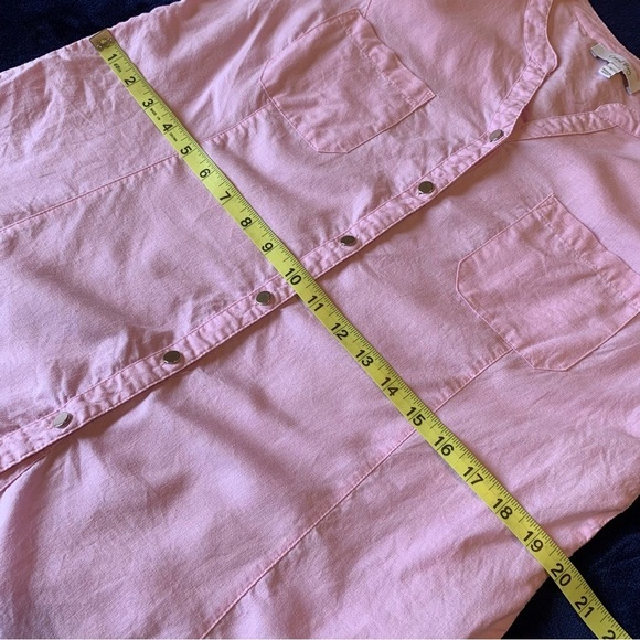 Coral Bay Linen Blend Top Womens Large Pink 3/4 Sleeves Snap Front Casual Preppy - Picture 10 of 11